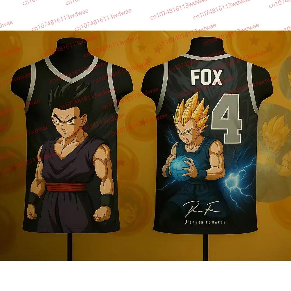 

Лидер продаж, американский баскетбольный жилет Dragon Ball Guko, мужской баскетбольный трикотаж De’Aaron Fox 4, комплект из джерси, баскетбольный жилет для фанатов KID