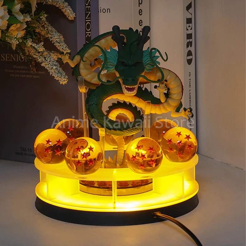 Dragon Ball Z Anime Shenlong Led Action Figures Set Night Lights Shenrou 7 Stars Crystal Balls Figurine Collection Xmas Gift Toy