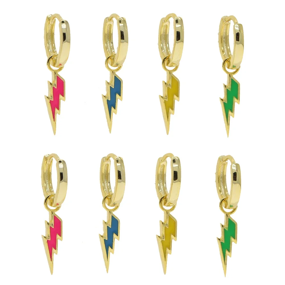 النيون المينا البرق الترباس سحر استرخى هوب القرط الذهب اللون قوس قزح الملونة فتاة النساء المجوهرات #1