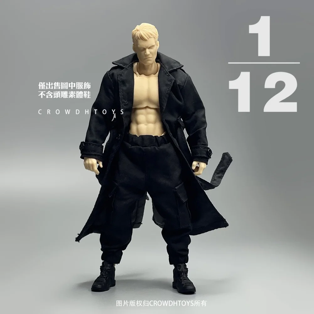 

【Без рисунка】 Модное черное пальто мужского солдата в масштабе 1/12 для 6 дюймов CROWDHTOYS WINDTOYS, экшн-фигурка, модель «сделай сам»