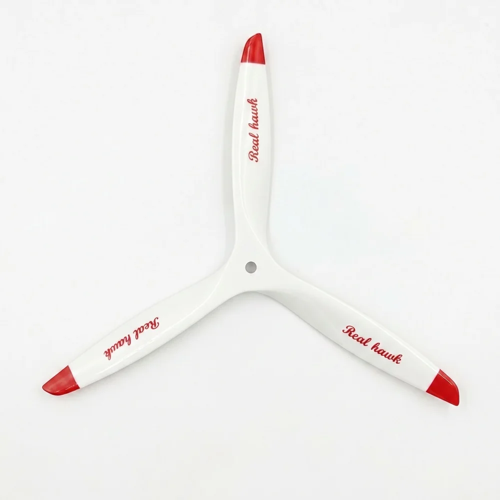 RealHawk 20-24 Inch 3-Blade CCW CW Beech Wood Propeller White Red Tip for Scale Gas RC Airplane Warbird Upgrade Parts