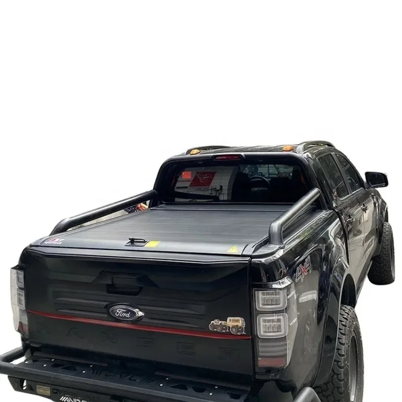 Car Accessories Roller Lid up Truck Pick up Bed Cover Tonneau Cover Aluminium Alloy for Ford Ranger Black 1 Set Hard Type