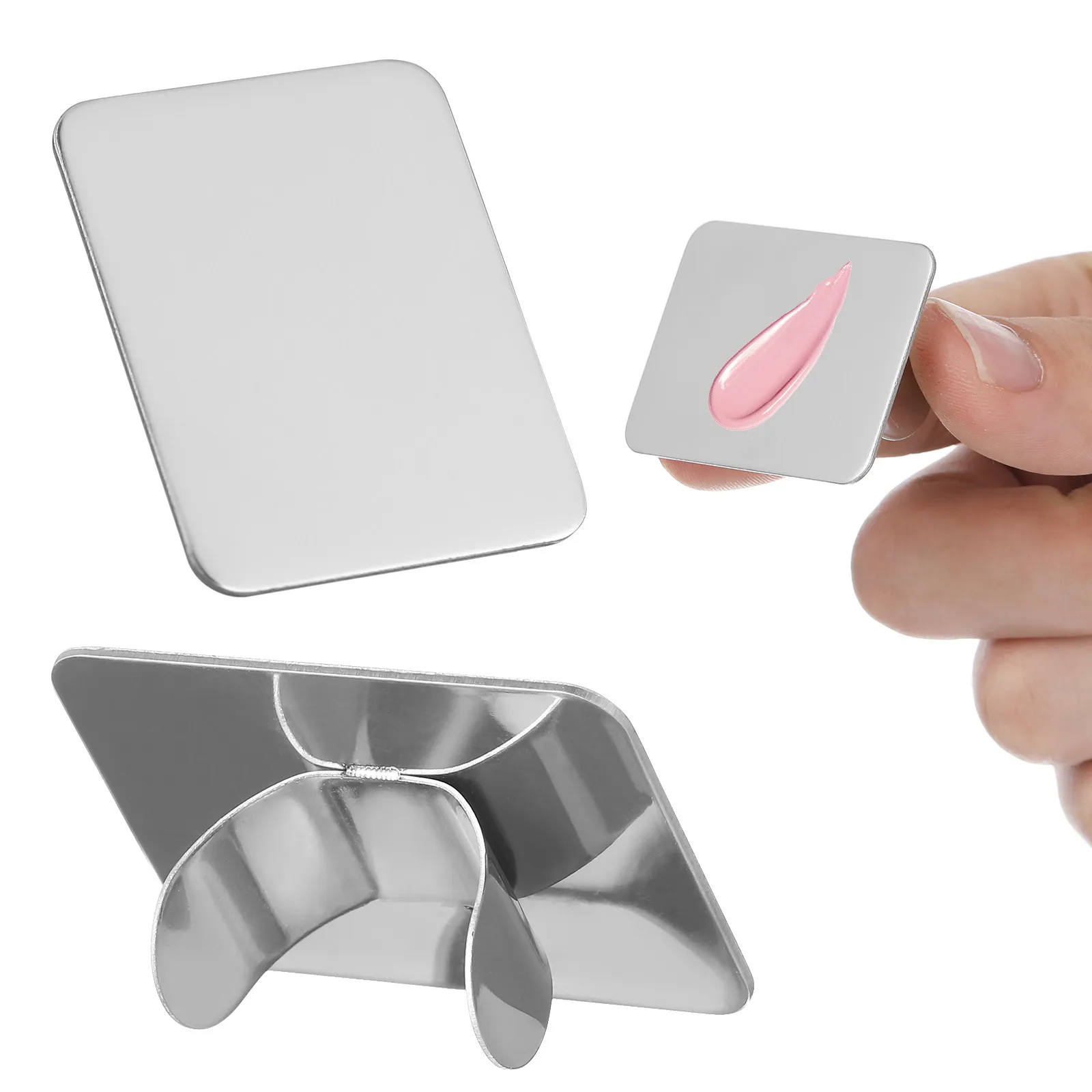 2pcs Stainless Steel Manicure Pallet Mini Nail Art Palette For Color Mixing Professional Tool Easy Clean Use Art Supplies