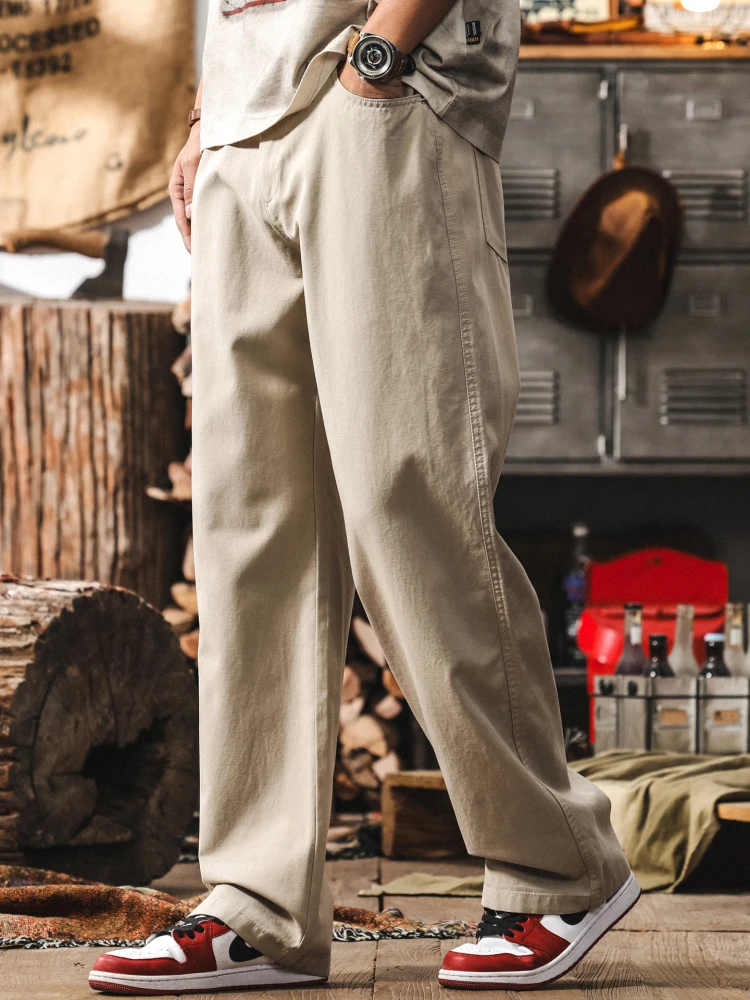 

Lycocell Cotton Fce Men's Loose Straight Leg Casual Pants American Sle 2025 Faionable Breathable Cargo Trousers