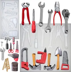 Construction Tools Fondant Silicone Molds Set for Chocolate Candy Sugarcraft Cupcake Topper Cookie Decorating Epoxy Resin Molds
