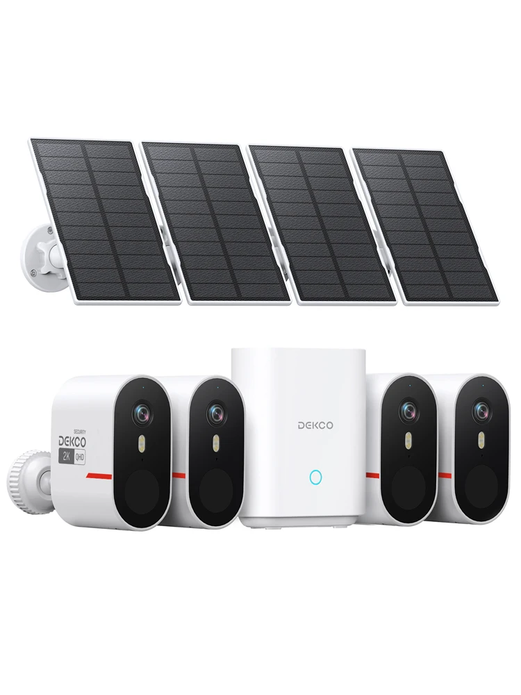Dekco 3MP WiFi Solar Camera Systeem 4 Cam Kit Outdoor Draadloze Home Security Camera Kleur Nachtzicht 2-weg Audio CCTV Cam - afbeelding 2