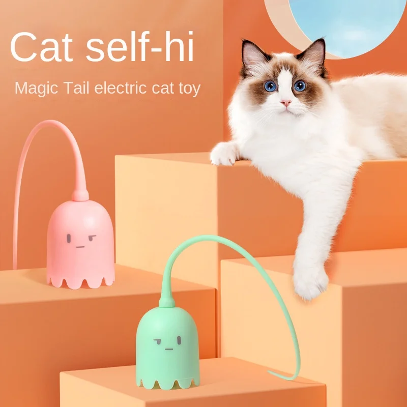 Cat Toys Pet Electric Cat Tease Stick Rotating Magic Tail Cat Self-joy