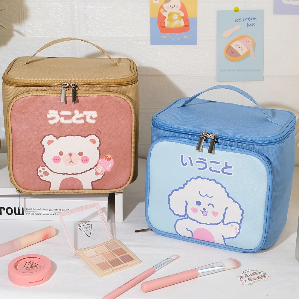 Cartoon Kawaii Makeup Bag Portable Travel Wash Bag Storage Large Toiletry Bag Huge Storage Box Cosmetic Bag Organizer