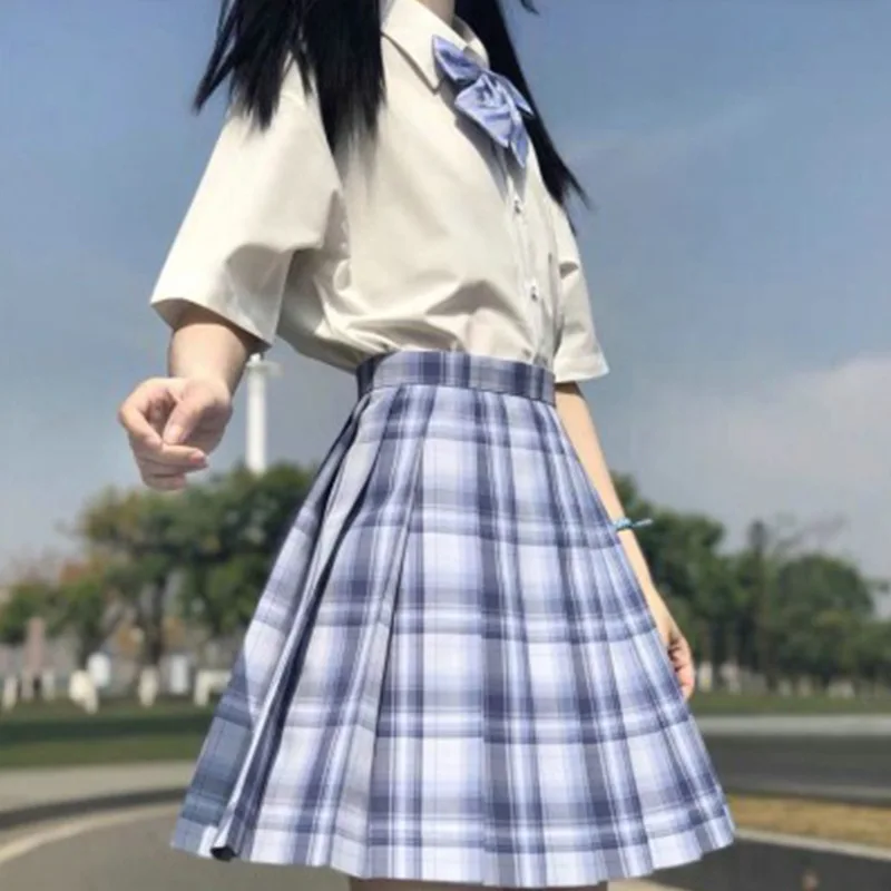 2023 Plaid Women Pleated Skirt Bow Knot Summer High Waist Preppy Girls Dance Mini Skirt Cute A Line Harajuku Sexy Japan Faldas