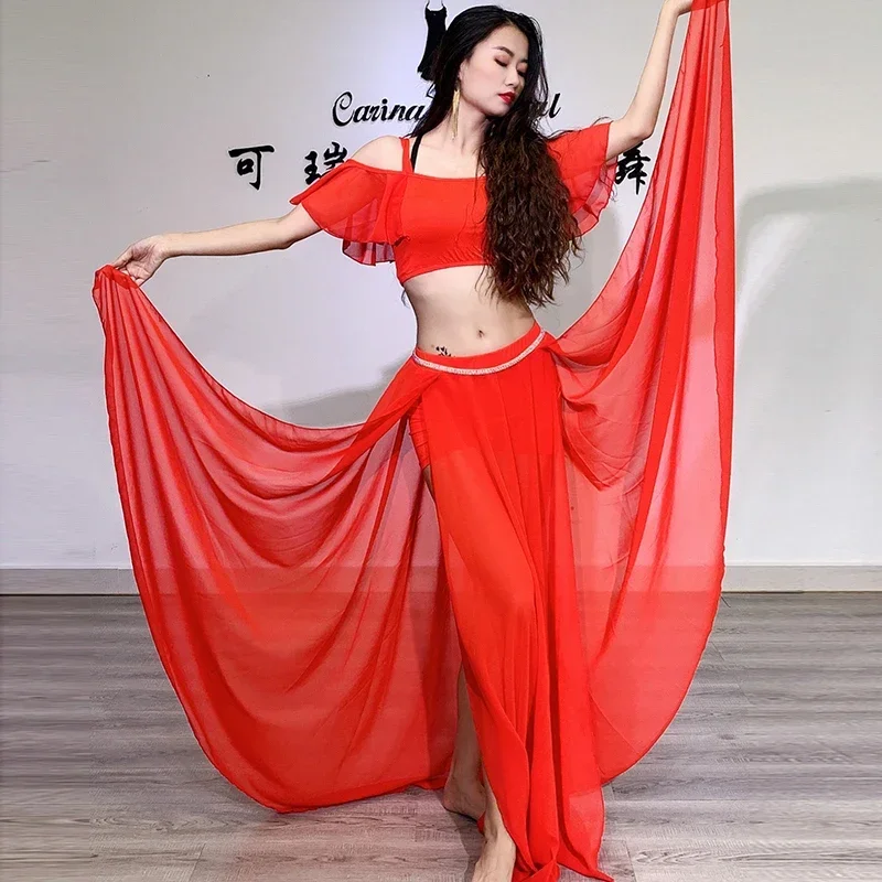 Traje de danza del vientre para mujer, conjunto de ropa de bailarina Caderin, falda superior profesional Oriental para adultos, 2023