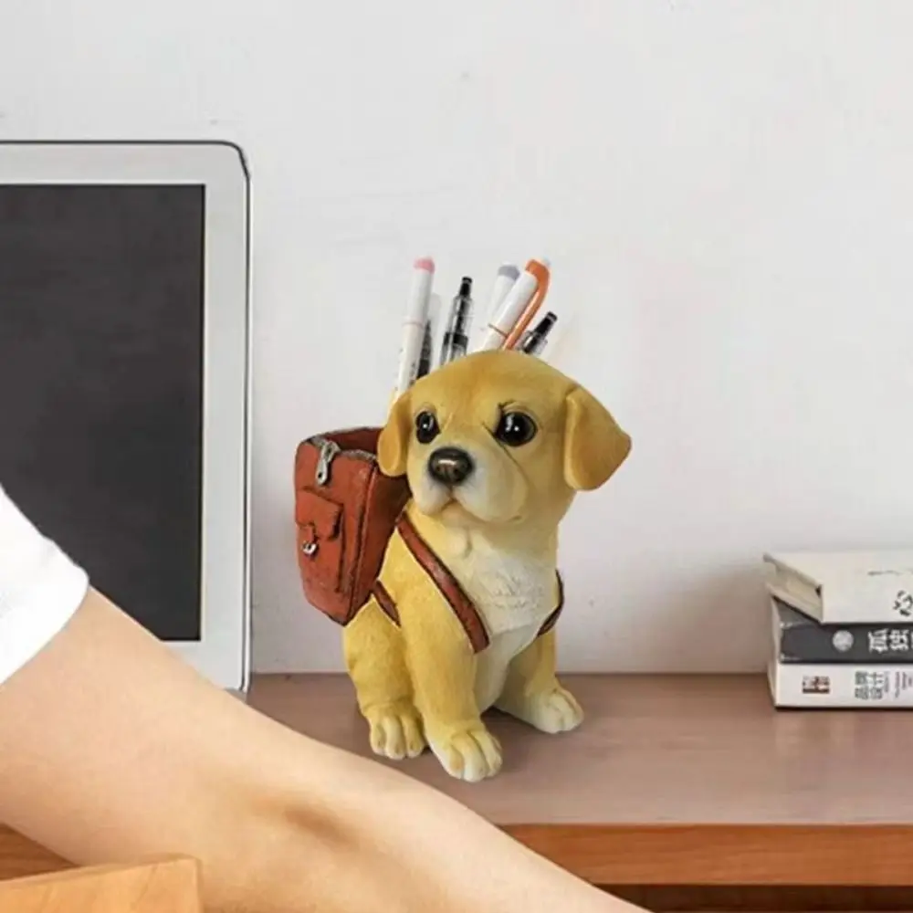 Multipurpose With Backpack Dog Pen Holder Hand-painted Cute Lucky Dog Ornaments Cartoon Desktop Storage Rack Children's Day