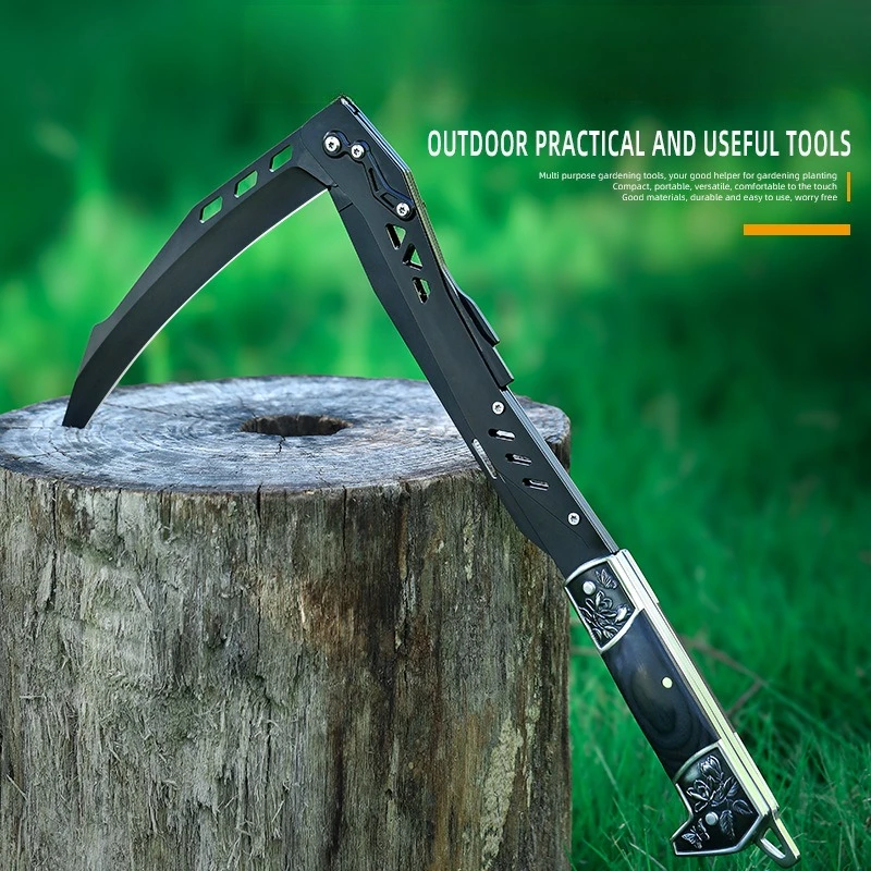 多機能折りたたみ鎌屋外クライミングツールキャンプ雑草管理家庭菜園ポータブル折りたたみ EDC 鎌