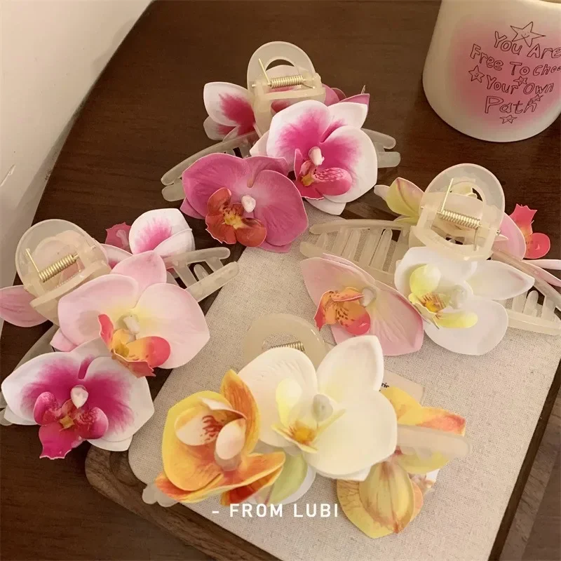 

Halo Dyeing Flower Hair Claw Orchid Popular Hair Claw Clip Catch Hair Accessories for Women Girls