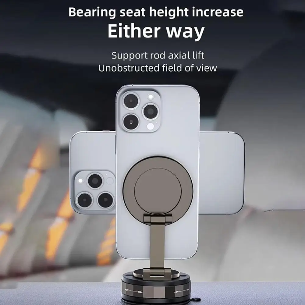 Car Magnetic Phone Holder with Vacuum Adsorption 360° Rotation Adjustable Stand for Dashboard Wall Tile Mobile Phone Accessory