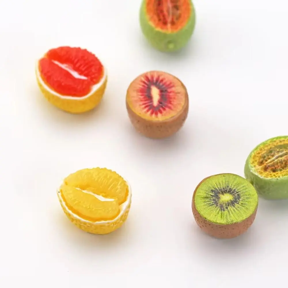 20PCS Resin Mini Fruit Models Half Cut Lightweight Fruit Half Cut Models Mini Size DIY Craft Kit Micro Food Keychain