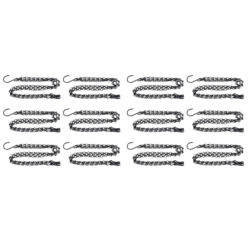 12 Pack Hanging Chain, HEAVY DUTY 50Cm Hanging Flower Basket Replacement Chain -3 Point Garden Plant Hanger