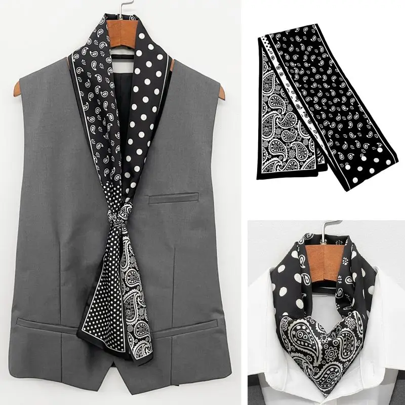 Men's Scarf Double-Sided Small Long Scarf Thin Suit Shirt High-End Neck Warmer Neck Scarf Elegant