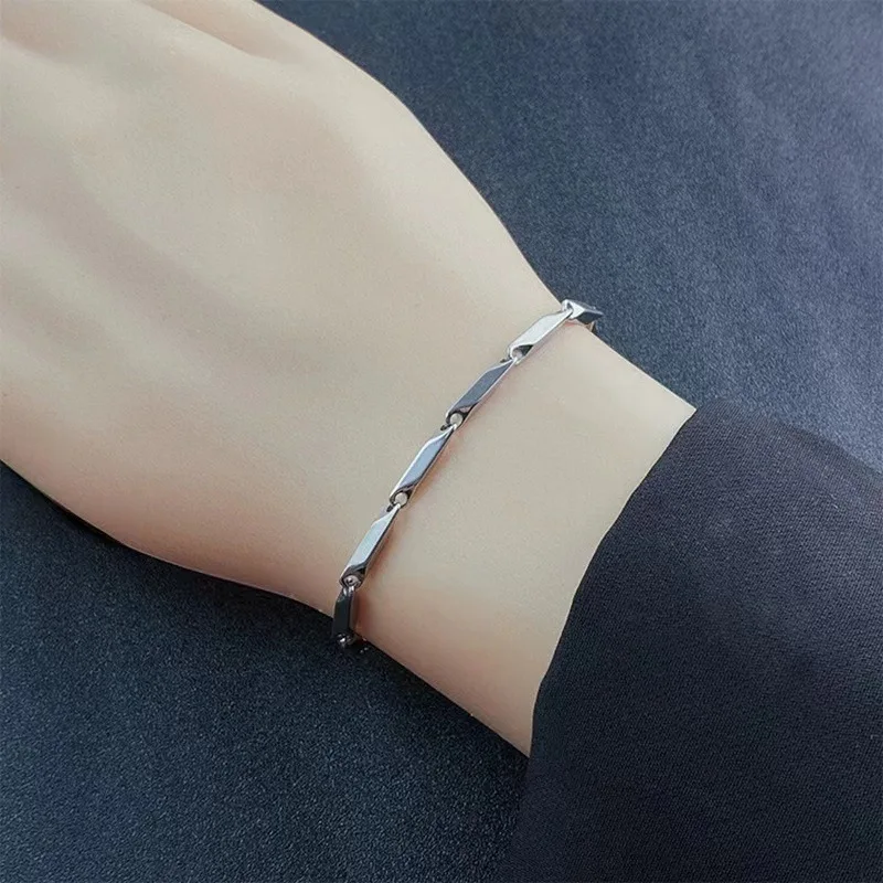 New 316L Stainless Steel Prismatic Chain Bracelet for Men Women   Kpop Hip Hop Colorful Quenching Width 3mm