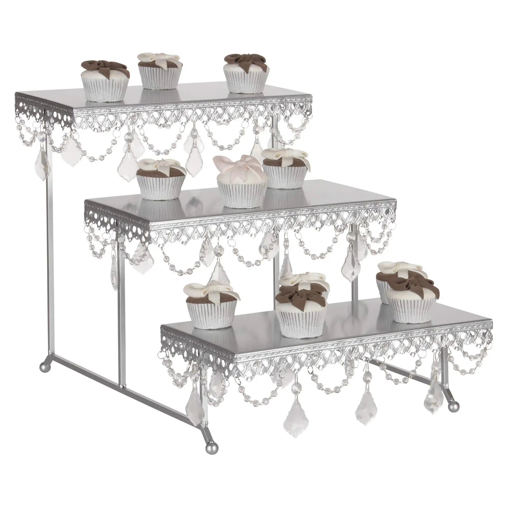 

European Afternoon Tea 3 Tier Treat Rack, Acrylic Metal Cake Stand for Wedding and Party Cake and Dessert Displays