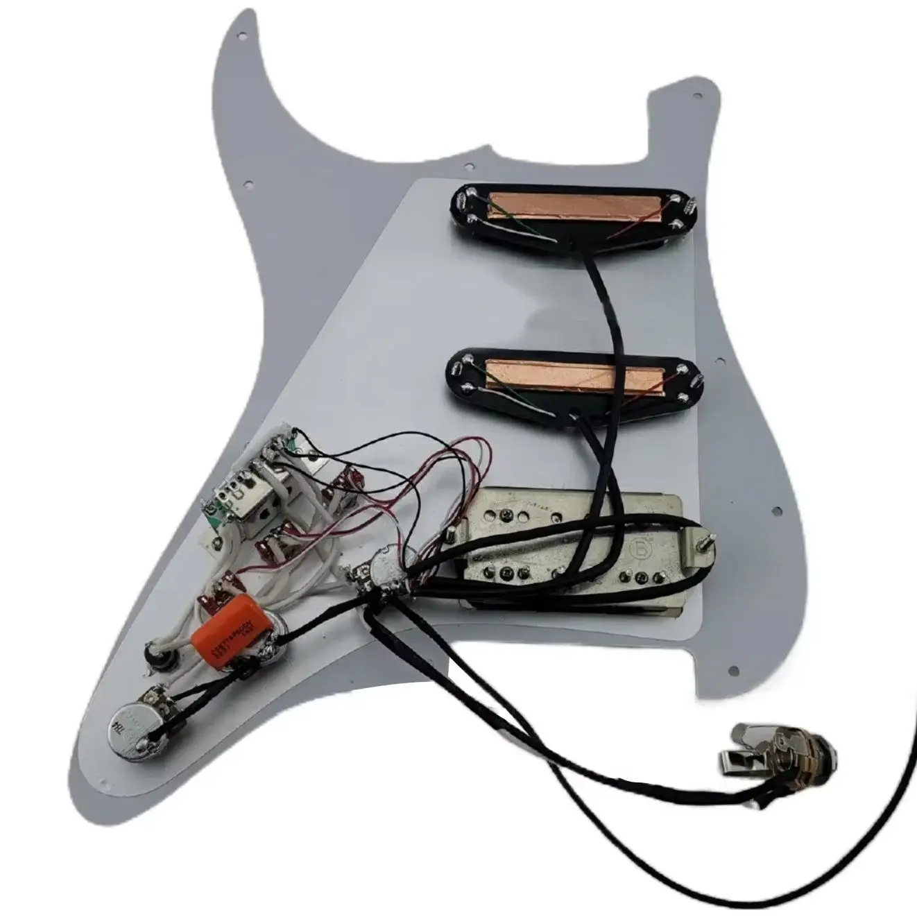 Q-X Music Store-Guitar Pickup Prewired Pickguard  Alnico V Humbucker Pickup Single Cut Features Wiring Harness Guitar Set Zebra