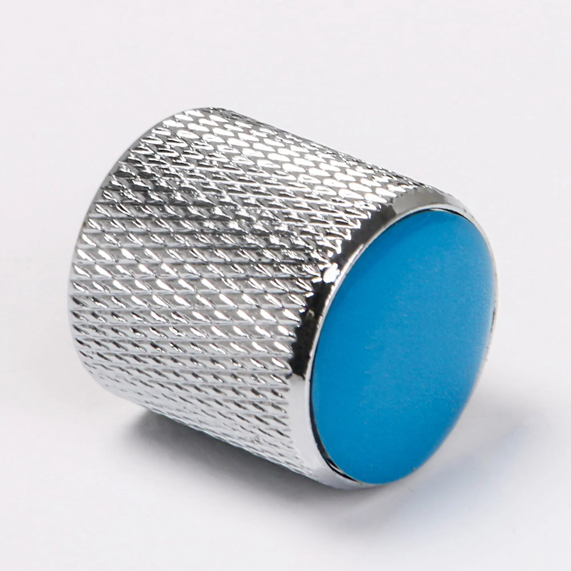 

4pcs Domed Volume Tone Control metal Knob Silver with Blue Top Electric Guitar