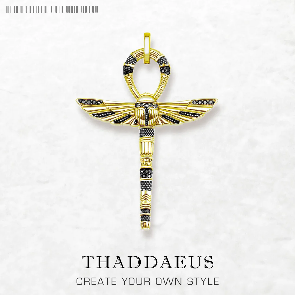 

Pendants Large Amulet Golden Scarab Ankh Cross New Jewelry Vitnage 925 Sterling Silver Lucky Gift For Women Men