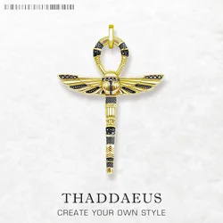 Pendants Large Amulet Golden Scarab Ankh Cross New Jewelry Vitnage 925 Sterling Silver Lucky Gift For Women Men