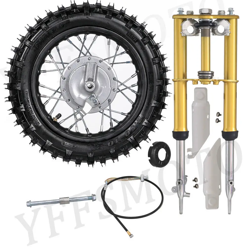 2.50-10 Drum Brake Tire Front Forks Shock Triple Axle for Dirt Pit Bike CRF50 XR 125/140/150/160cc CRF70  TTR100 110 KLX65