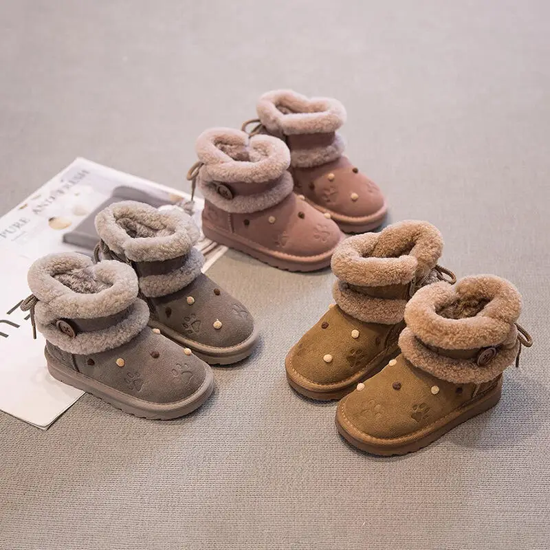 Winter Ankle Boots Girl Child Keep Warm Thicken Cotton Shoes Soft Sole Outdoors Versatile Kawaii Fashion New Style Casual Shoe