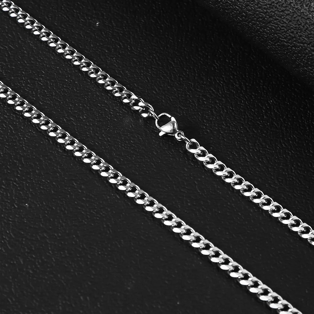 1Pc Size 3mm-9mm Miami Curb Cuban Link Chain for Men Women Stainless Steel Mens Jewelry Hip Hop Chain