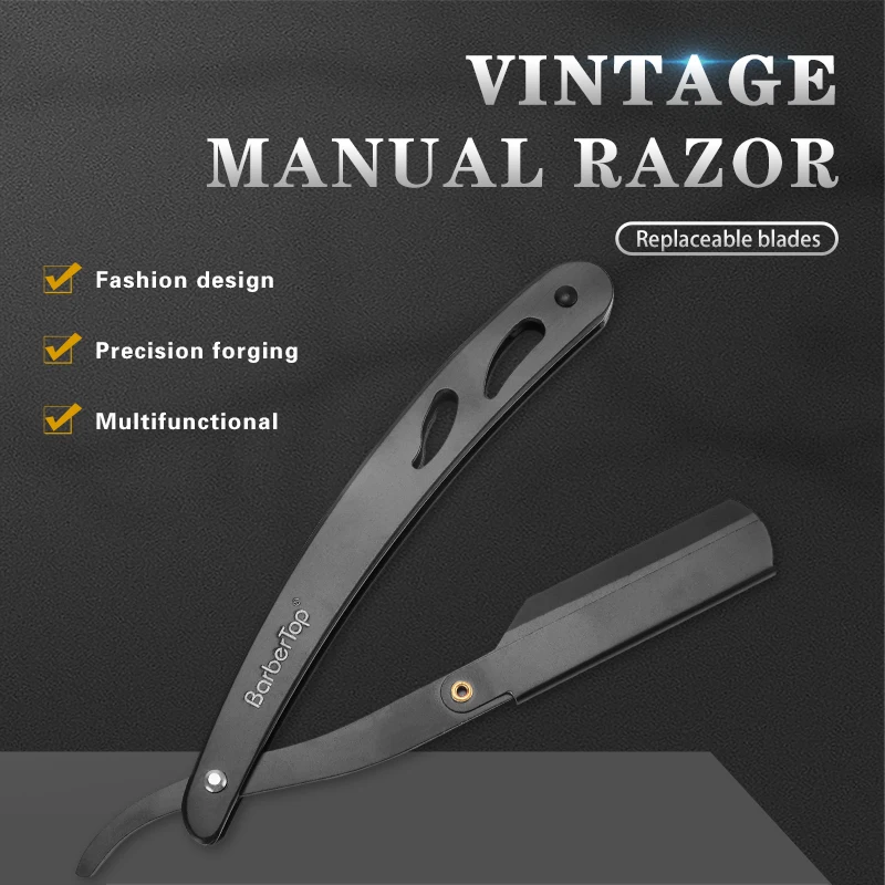 Barbertop 5 color Manual Shaving Razor Men Folding Beard Cutter Barber Replaceable Blades Shavette Trimming Barbershop Tool