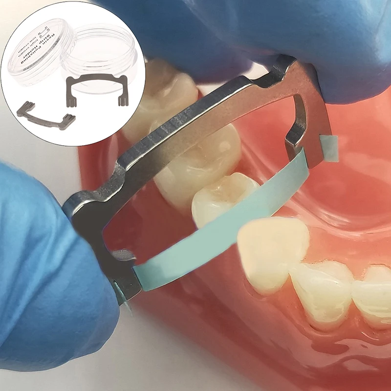 2 pçs conjunto de suporte de tira de polimento dental metal mão acabamento dentista ferramenta para resina dentes moagem lixar moldar