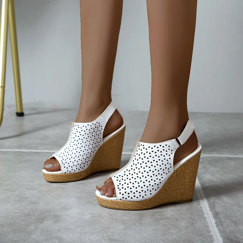 Fashion Wedge Sandals Female Summer Shoes Platform Peep Toe High Heels Flip Flop Casual Party Wedge Shoe For Women Large Size 45