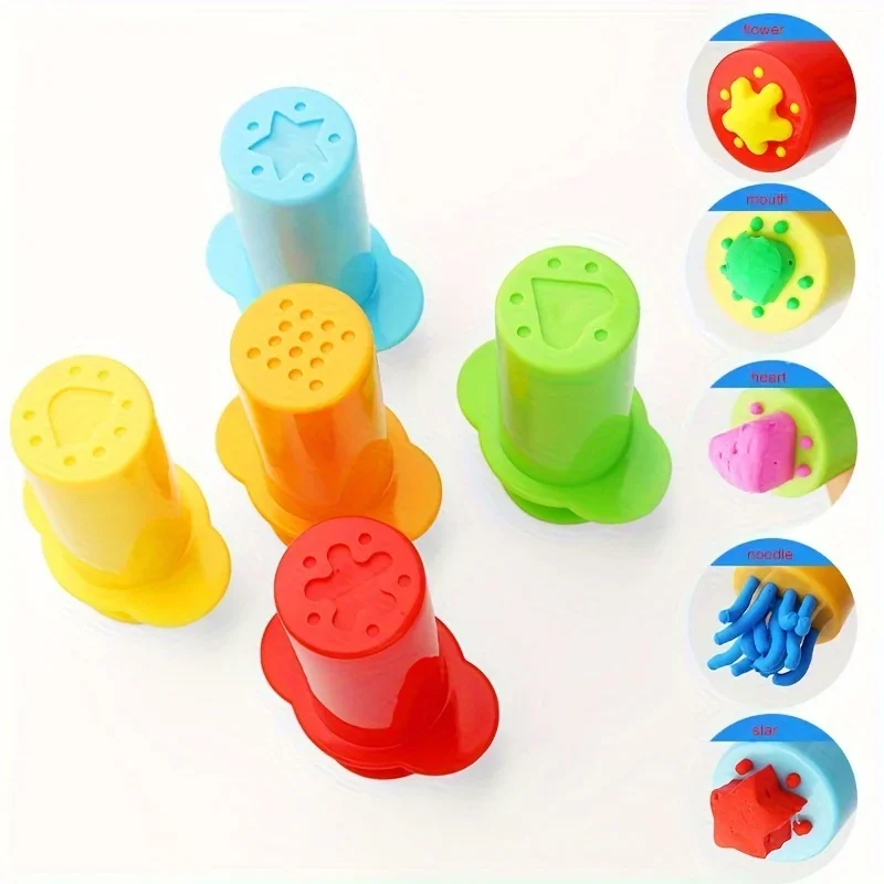 5pcs Playdough Extruder Set - Non-Electric, DIY Clay Squeezer for Youngsters Crafts & Baking Decorations,classroom supplie,gift