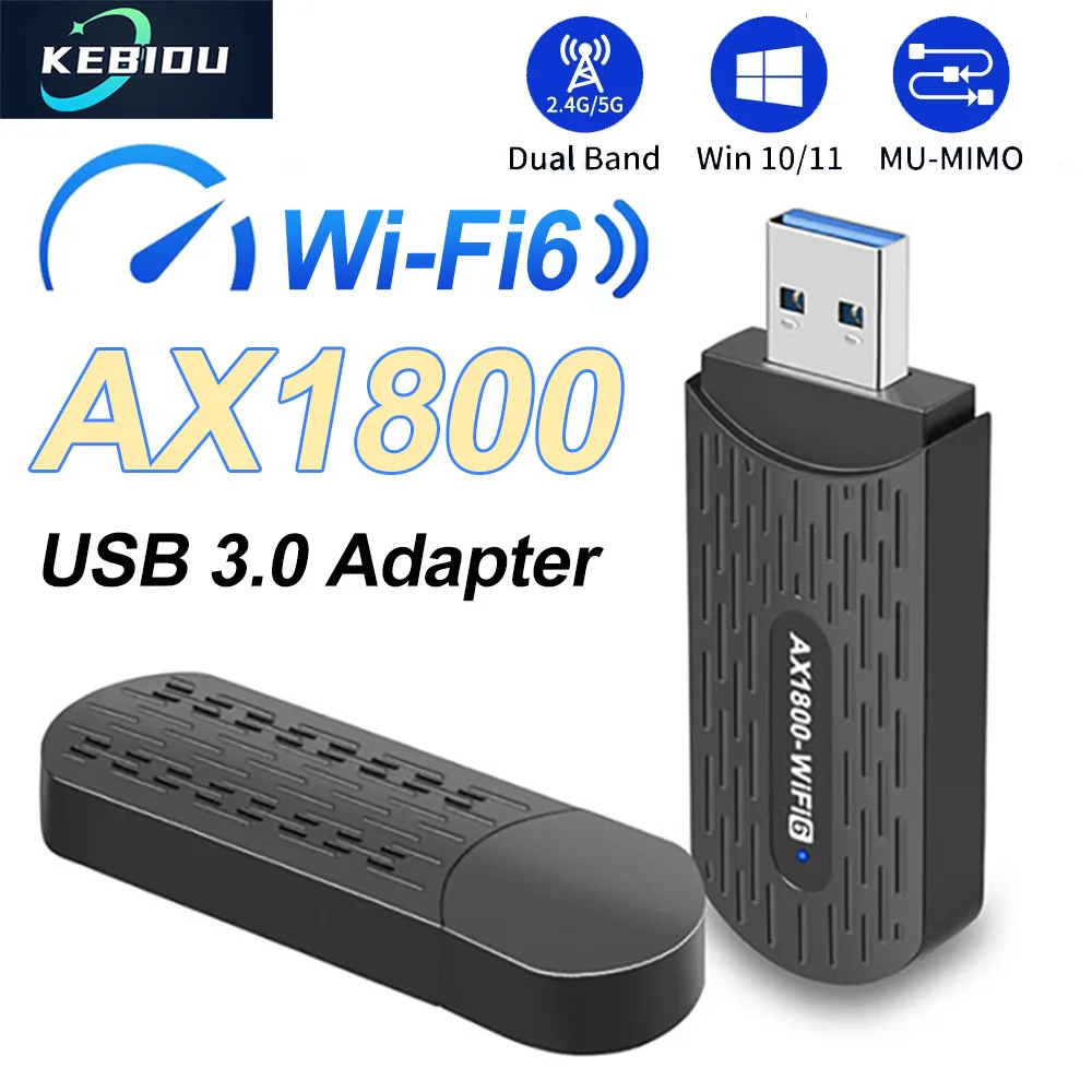 

AX1800 WiFi 6 Adapter Dual-Band 5G&2.4G USB WiFi Dongle Internal Antenna for Desktop Laptop USB Gigabit Network Card Driver Free