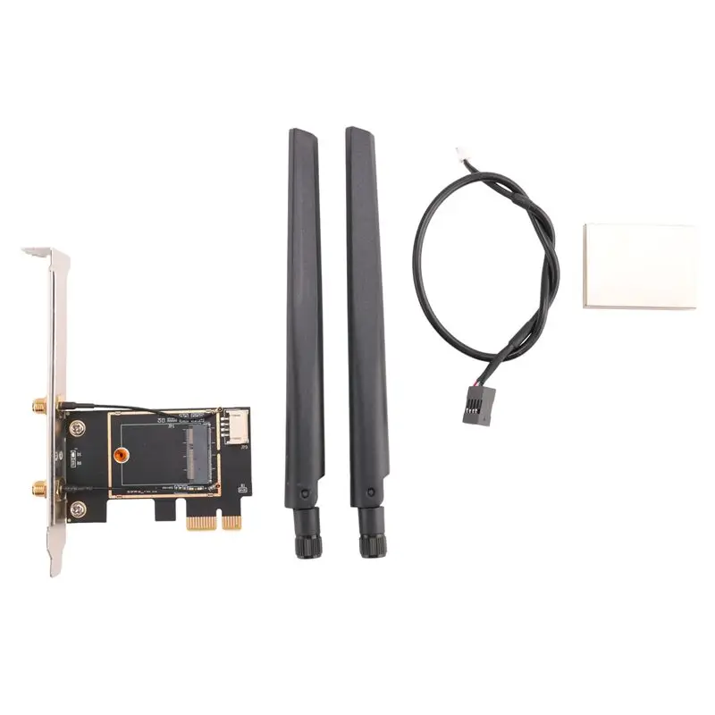 

Беспроводная карта AED5-NGFF M2 для настольного ПК PCI-E Pcie, адаптер Bluetooth-конвертера с 2 антеннами переменного тока для AX200 9260AC 8265NGW