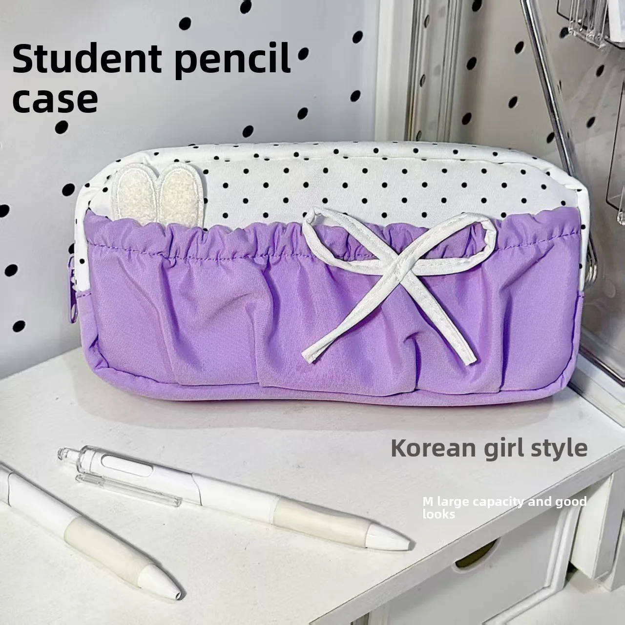 ارتفاع المظهر مستوى بوي الأرجواني نقطة القلم حقيبة جديدة الباليه نمط فتاة القلب سعة كبيرة القرطاسية حقيبة التخزين #2