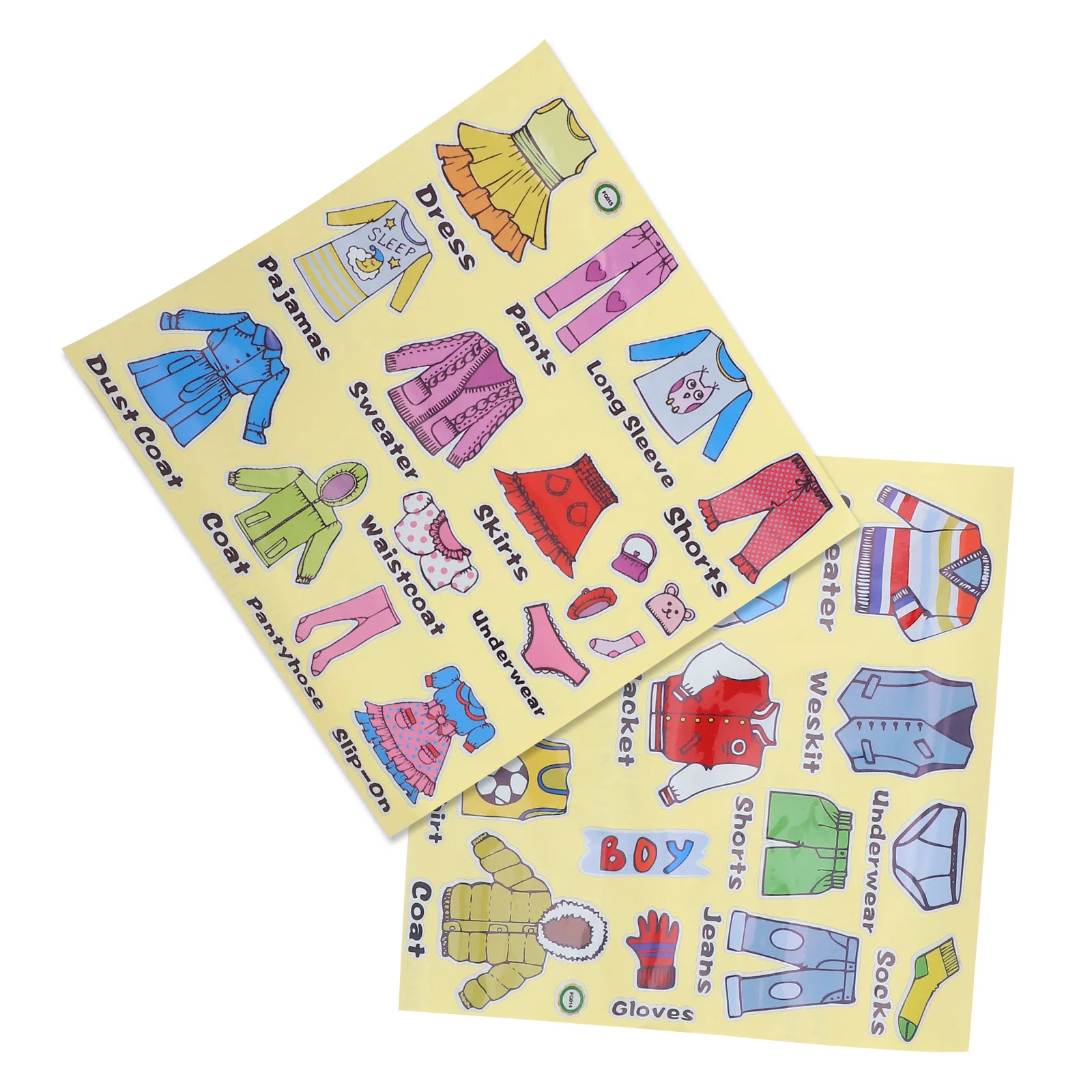 

2 Sheets Dressing Table Sticker PVC Material Kids Clothing Tag Mirror Decor Desk Decal Classification Stickers Creative