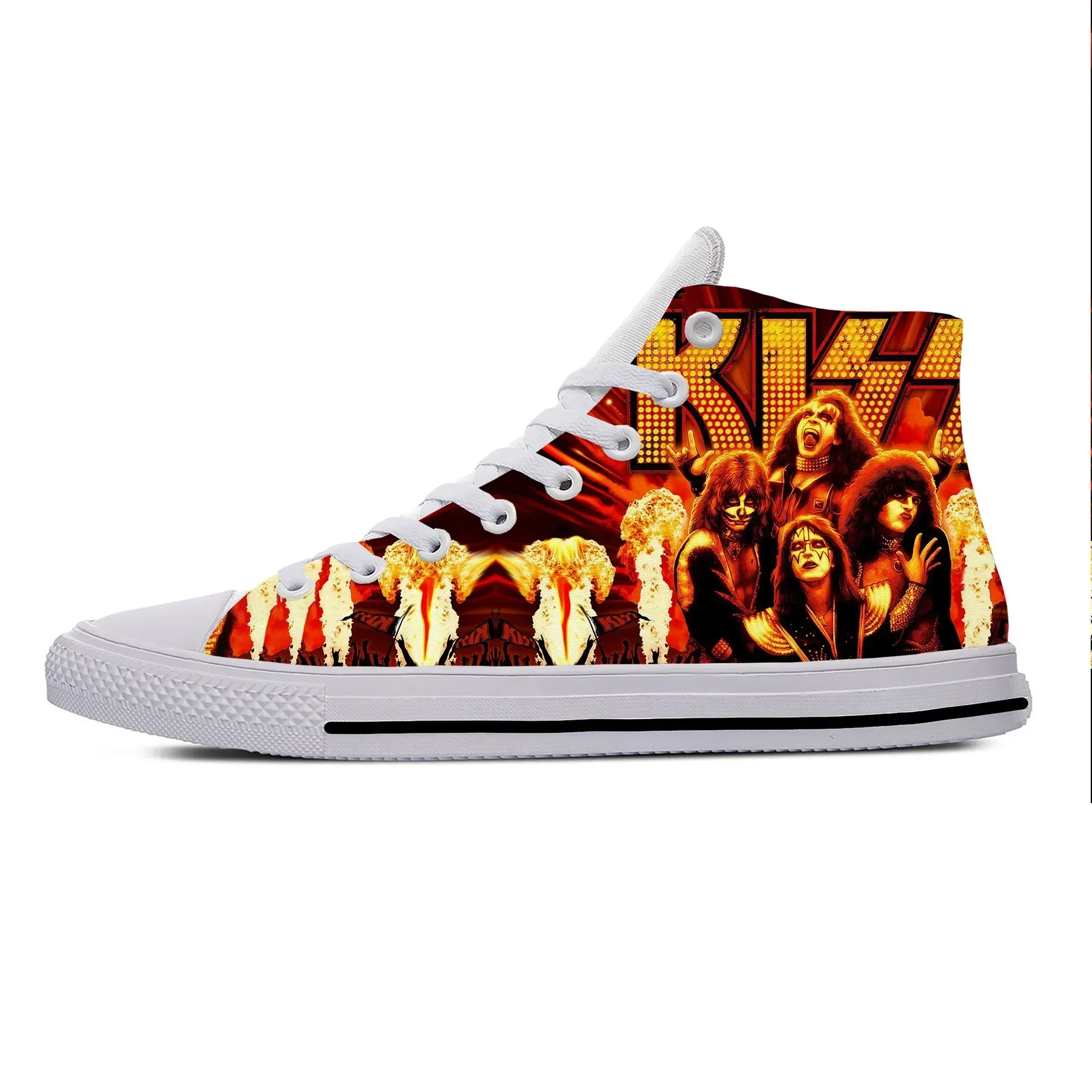 Heavy Metal Rock Band Kiss Music Fashion Funny Casual Cloth Shoes High Top Lightweight Breathable 3D Print Men Women Sneakers