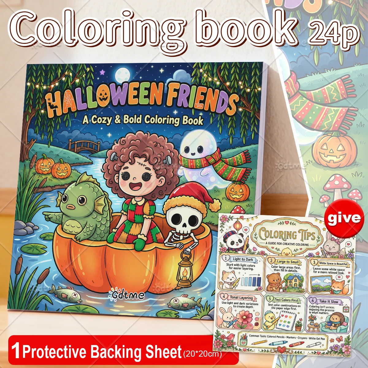 Cozy Bold Halloween Friends Coloring Book for Adults Cute Spooky Scene Doodles Large Print Stress Relax Art Drawing Ideal Gift