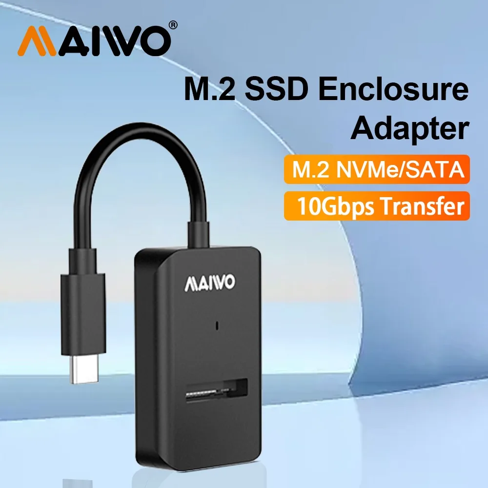 MAIWO M2 SSD-Gehäuse NVMe 10 Gbit/s PCIe SSD-Box für M.2 NVMe SATA SSD Disk M.2 NVME auf Typ-C-Schnittstelle externes Festplattengehäuse