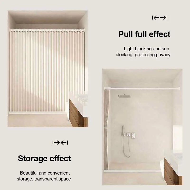 No Drill Semi Transparent Shower Curtain Privacy Partition with Hooks for Studio Apartment Dorm Bathroom Easy Install Semi Shade