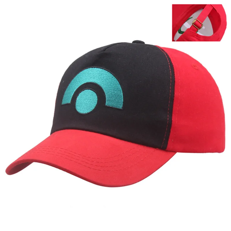 Anime Splicing Sun Hat Ash Ketchum Cosplay Embroidery Baseball Cap Pocket Adjustable Snapback Breathable Hats Gift