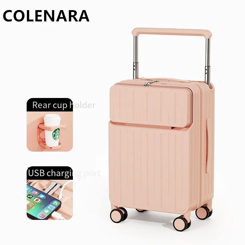 COLENARA ABS+PC Suitcase Front Opening Laptop Boarding Case USB Charging Trolley Case 20\