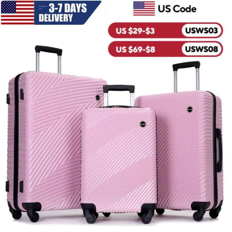 Hardshell Luggage Set,3 Piece Hardside Suitcases with Spinner Wheel,Lightweight Carry-on luggage 20