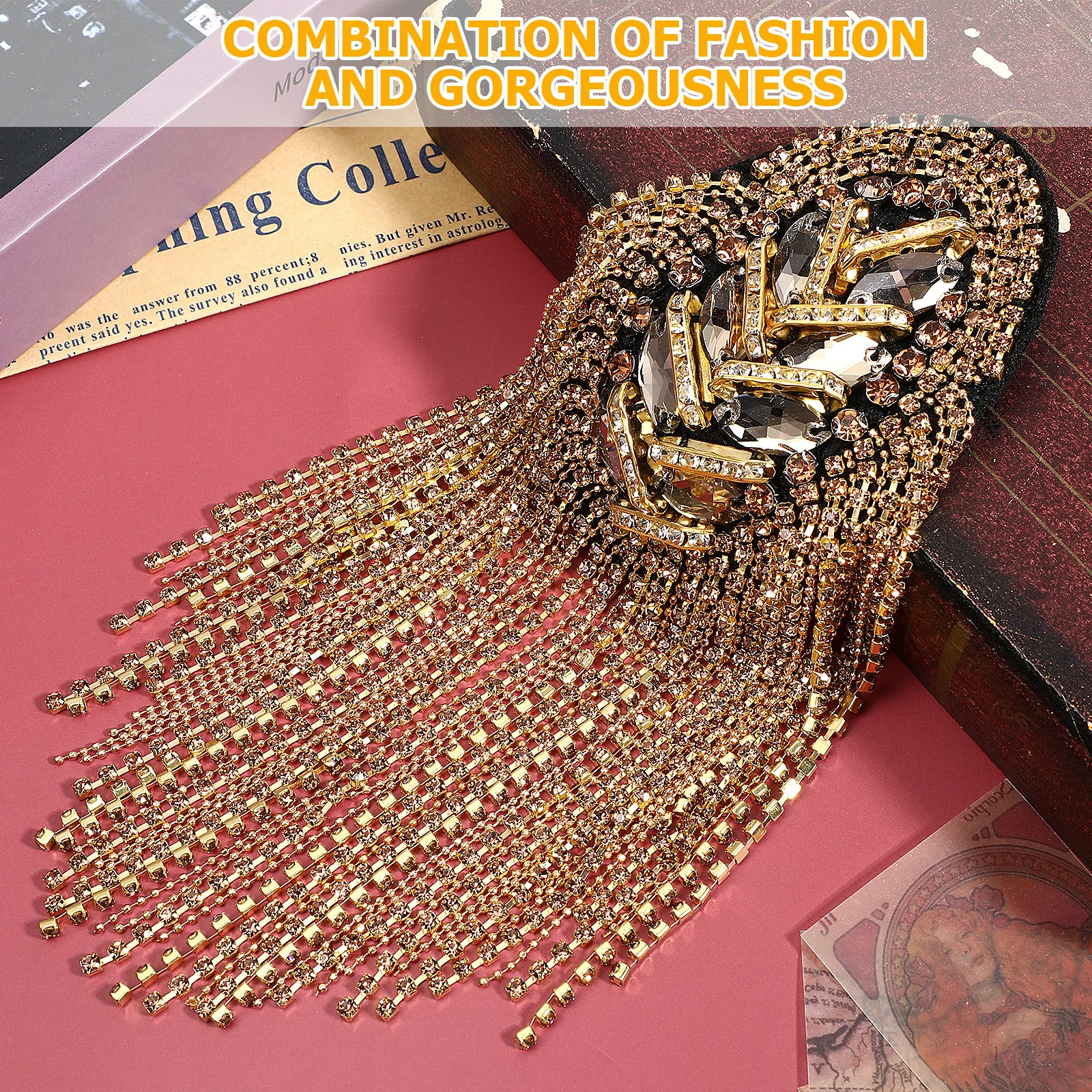 1 Pair Rhinestone Tassel Epaulet Decorative Shoulder Board For Suit Fashion Accessory Unique Shoulder Tassel Handicraft Sewing