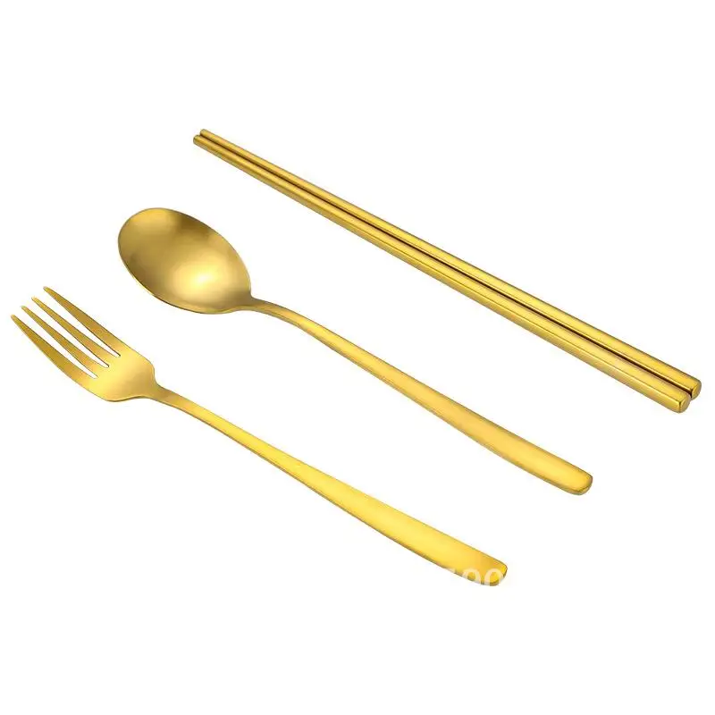 

304 Korean-style Stainless Steel Chopsticks Spoon Fork Western Food Main Meal Three-piece Creative Tableware Restaurant Steak