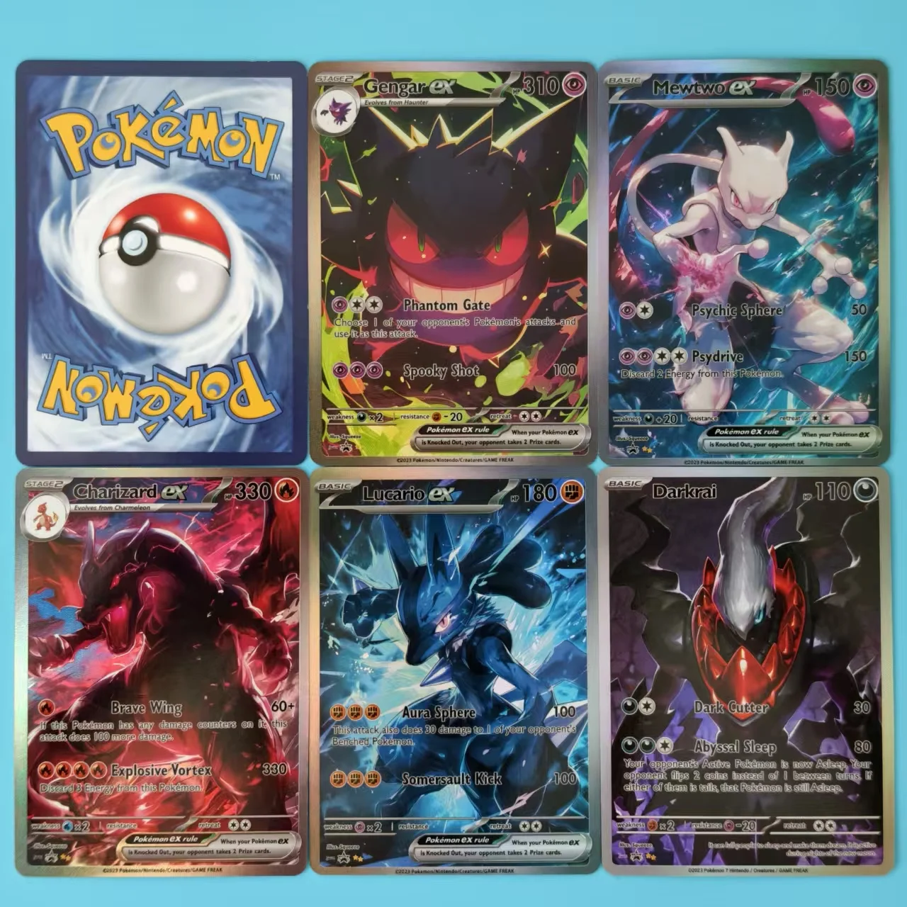 DIY/TCG Card English PKM Close Up Series Charizard EX Mewtwo Gengar Lucario Darkrai Holo Foil Texture Game Collection Card