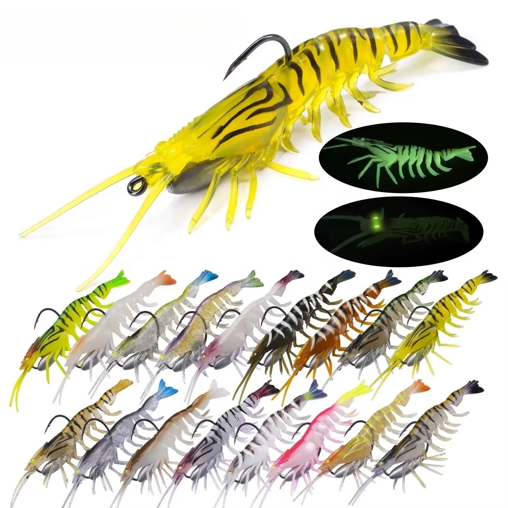 

Hot Selling UV Swimbait With Jig Head Hook 160mm 27.6g Saltwater Flick Prawn Soft Shrimp Bait for Sea Bass