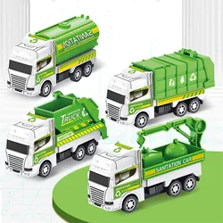 4Pcs/set Kids Toys Car Mini Inertia Environmental Sanitation Vehicle Models Pull Back Garbage Truck Set Boys Toys Children Gift